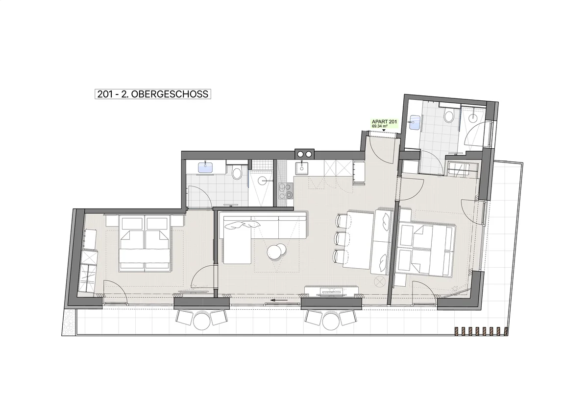Grundriss Apartment Superior 2. Obergeschoss – Angelika Apartments Ischgl