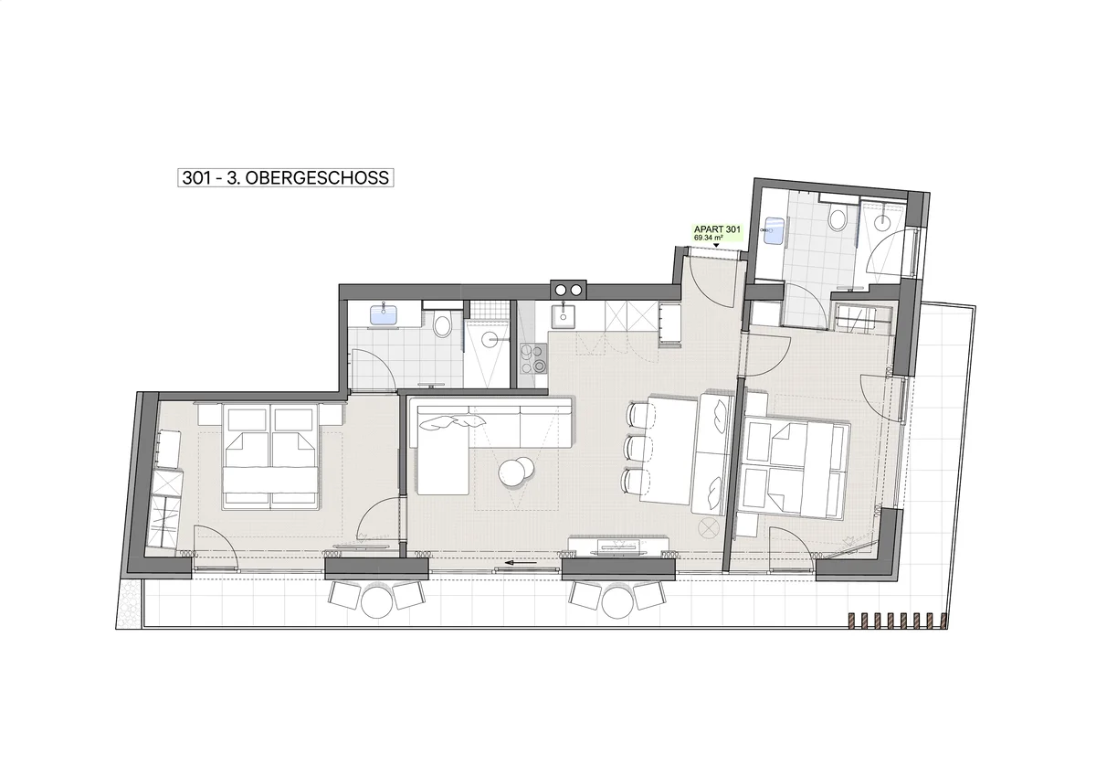 Grundriss Apartment Superior 3. Obergeschoss – Angelika Apartments Ischgl